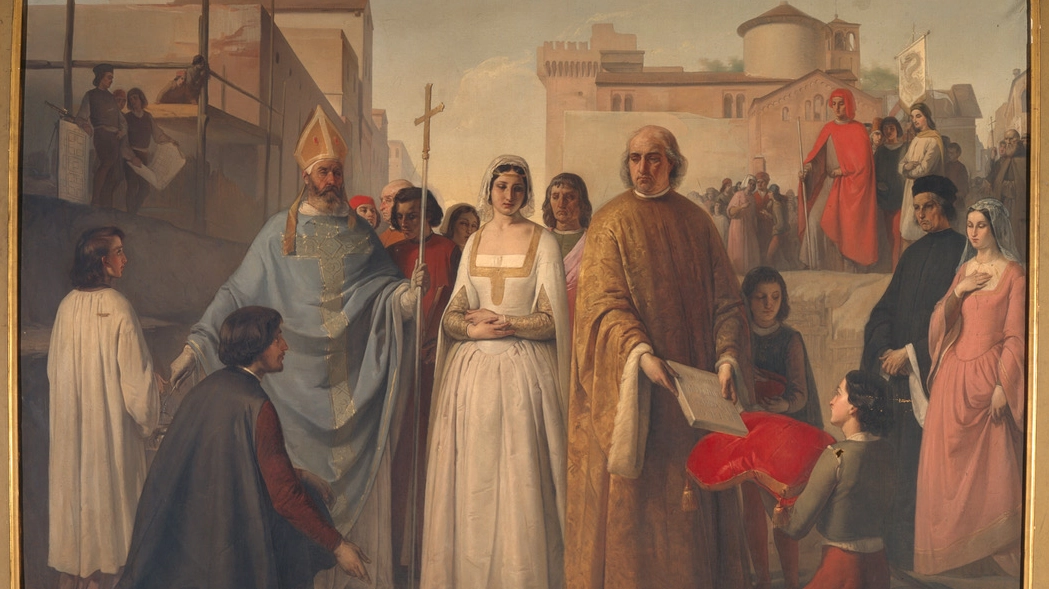 Il dipinto di Ismaele Teglio Milla con il duca Francesco Sforza che pone la prima pietra dell'Ospedale Maggiore di Milano