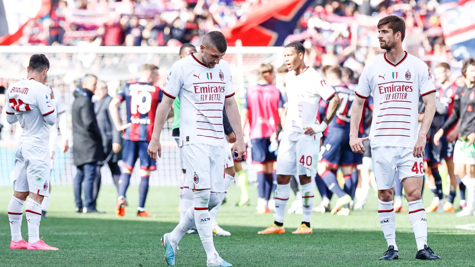 I giocatori del Milan a fine partita