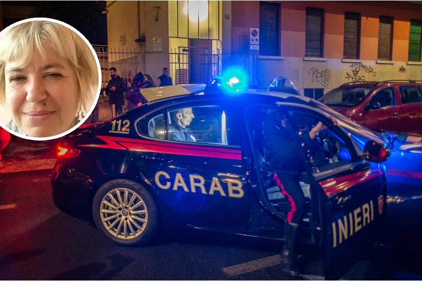 I carabinieri sul luogo del delitto e, nel cerchio, la vittima Marta Di Nardo