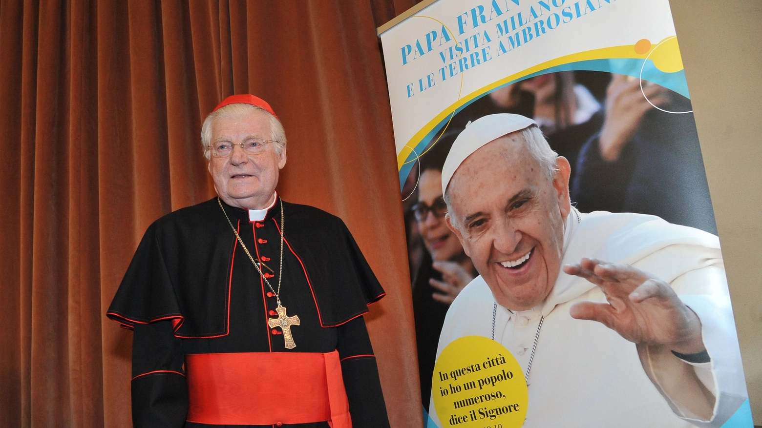 L'arcivescovo Scola alla presentazione della visita del Papa (Newpress)