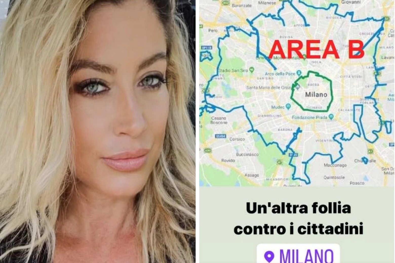 Maddalena Corvaglia contro Area B (Foto Instagram)