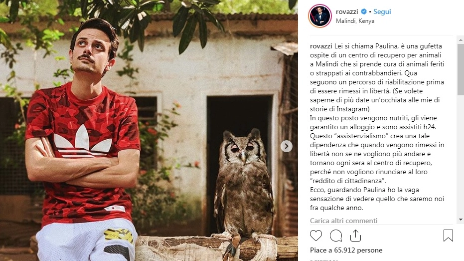 Fabio Rovazzi in  vacanza in Kenya (foto Instagram)
