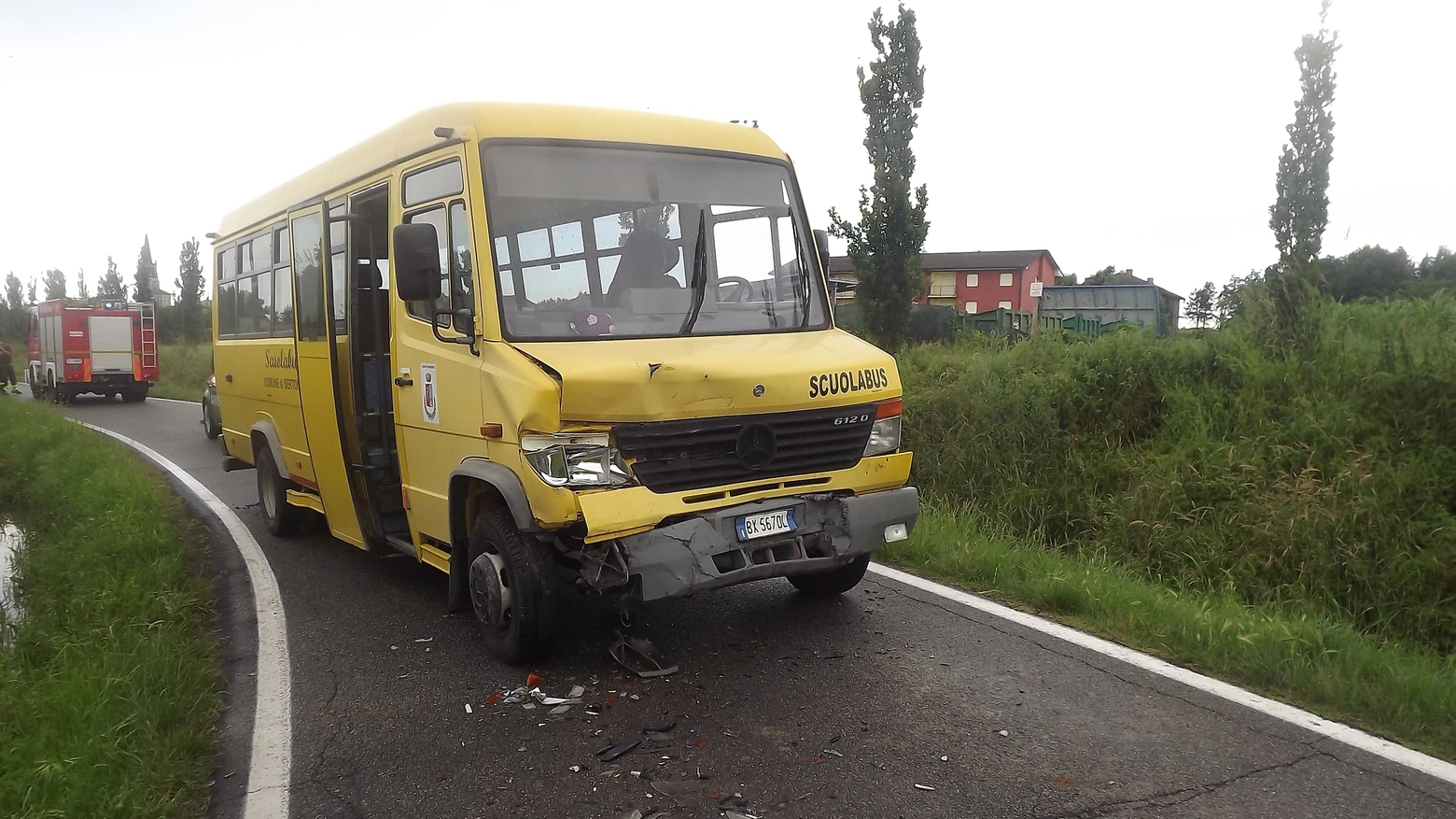 Lo scuolabus coinvolto nell'incidente