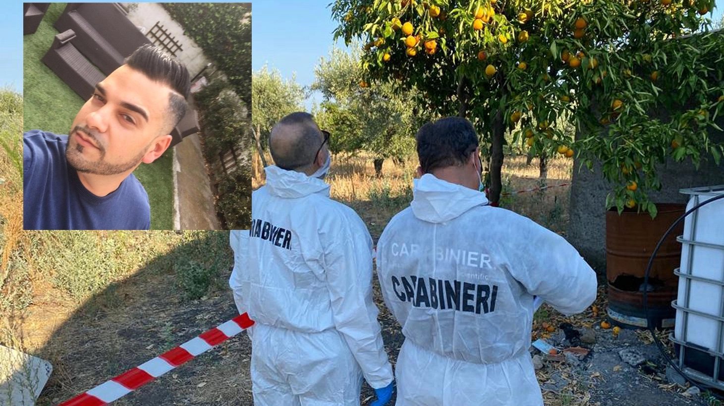 Carabinieri nel casolare dove è stato trovato il corpo di Antonino Sciuto