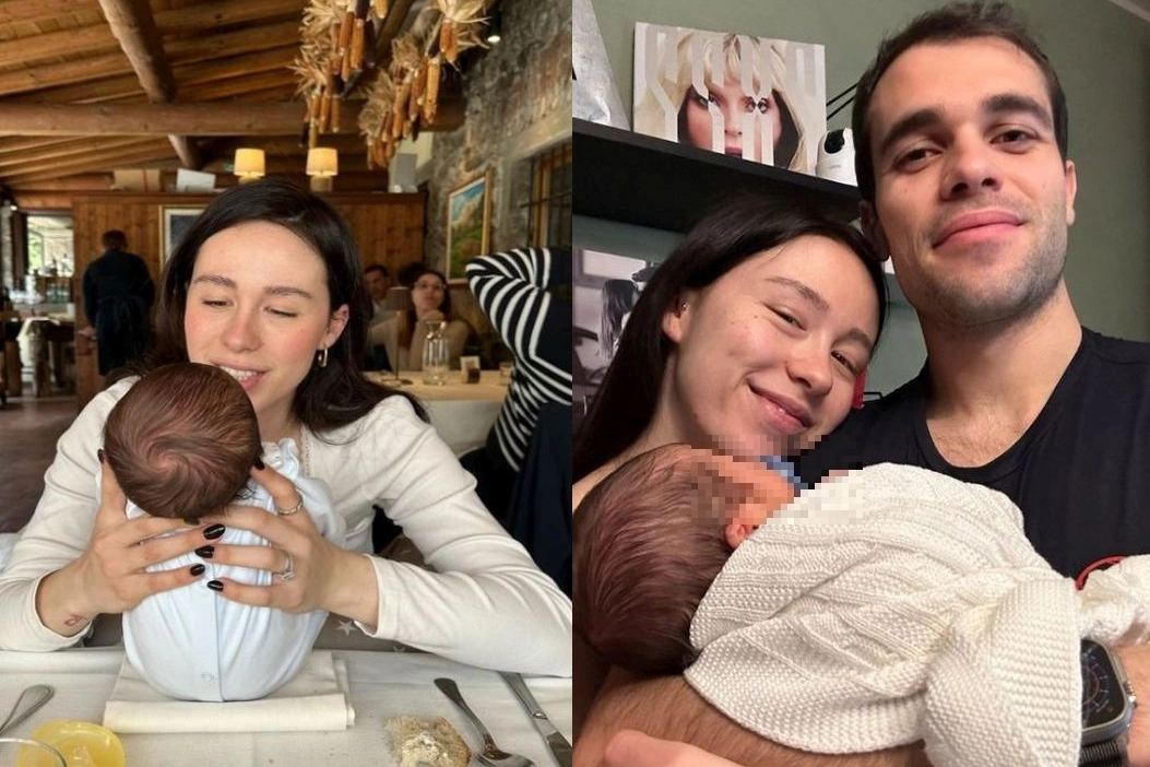 Aurora Ramazzotti con il compagno Goffredo Cerza e il piccolo Cesare Augusto (Foto Instagram)