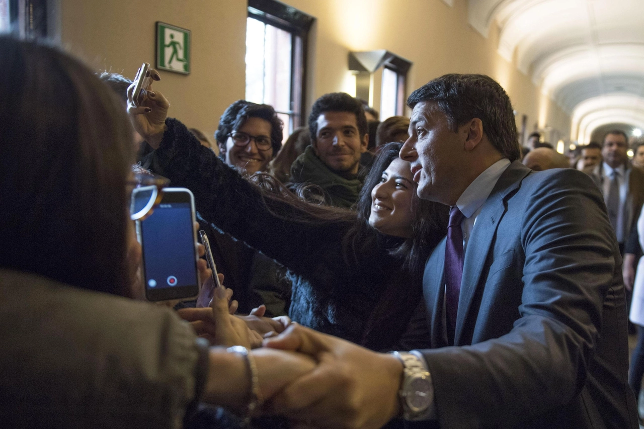 Il presidente del Consiglio Matteo Renzi alla Cattolica di Milano