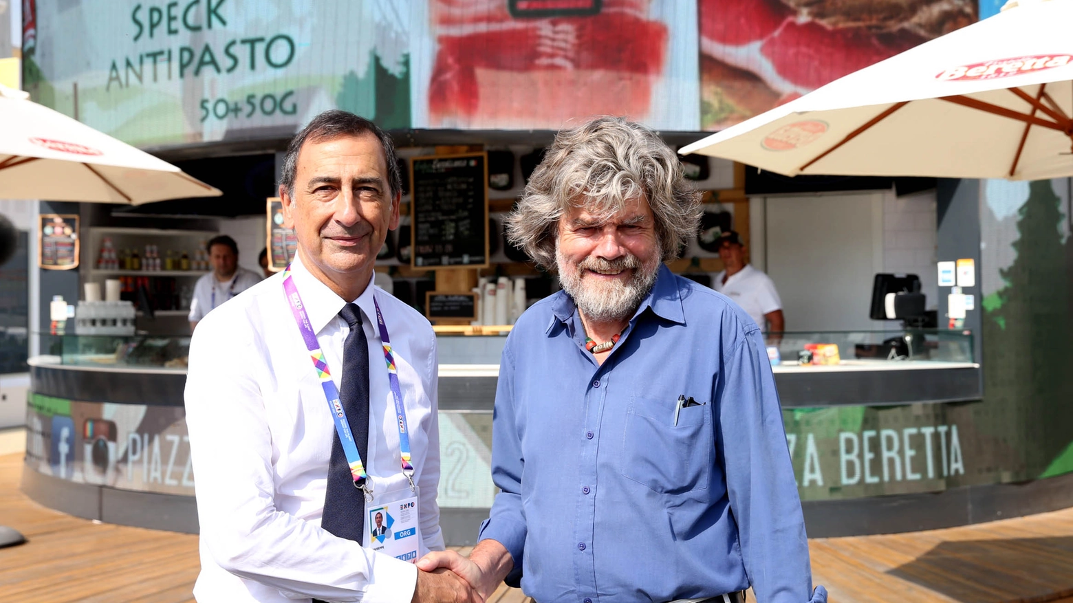Lo scalatore Reinhold Messner in visita a Expo (Expo 2015/Daniele Mascolo)