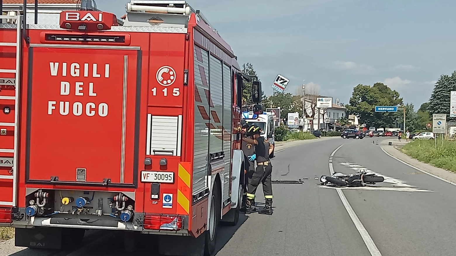 Pogliano Milanese, i vigili del fuoco sul luogo dell'incidente