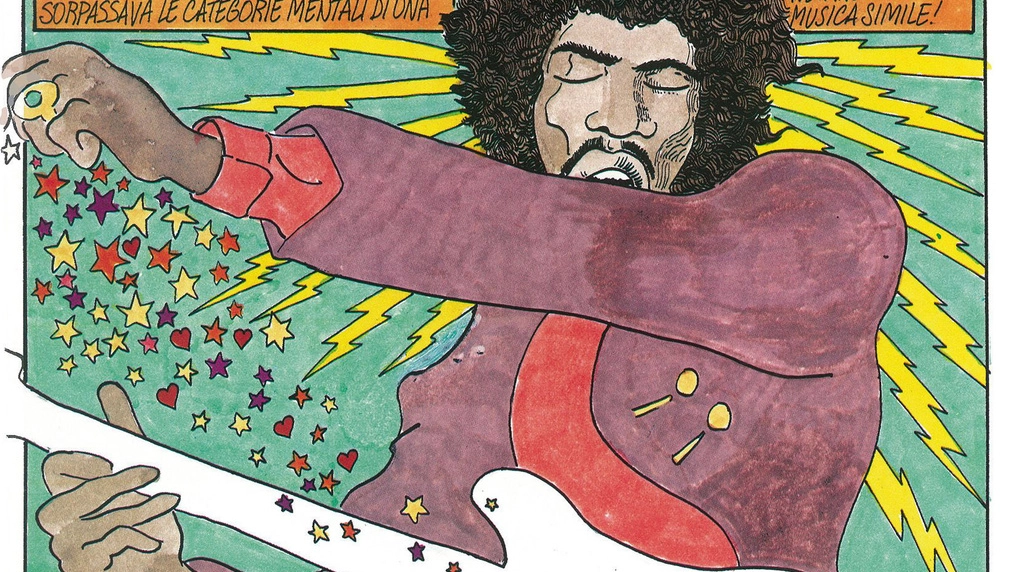 Una tavola tratta da “Jimi Hendrix”, la prima graphic novel uscita in Italia nel 1980 