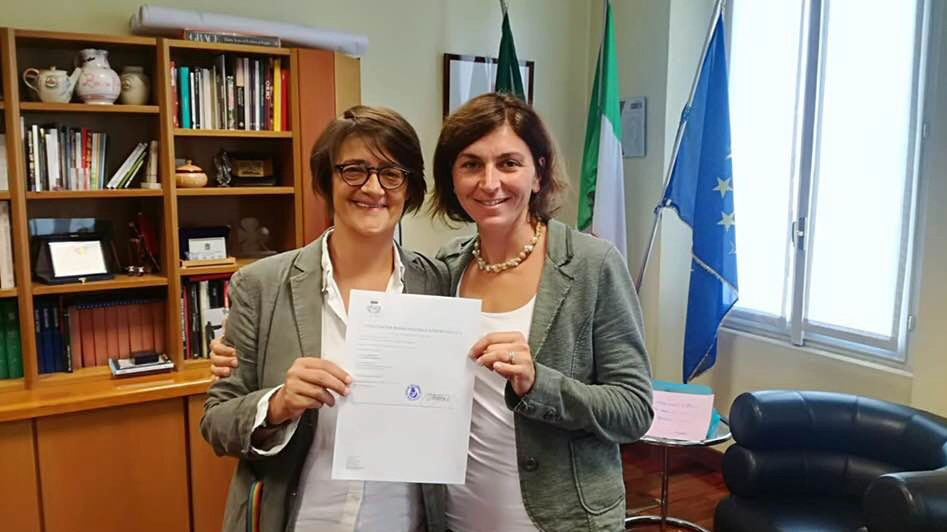 Rosaria Iardino insieme al sindaco Michela Palestra