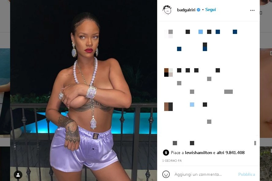 La foto di Rihanna su Instagram con il ciondolo del dio Ganesh