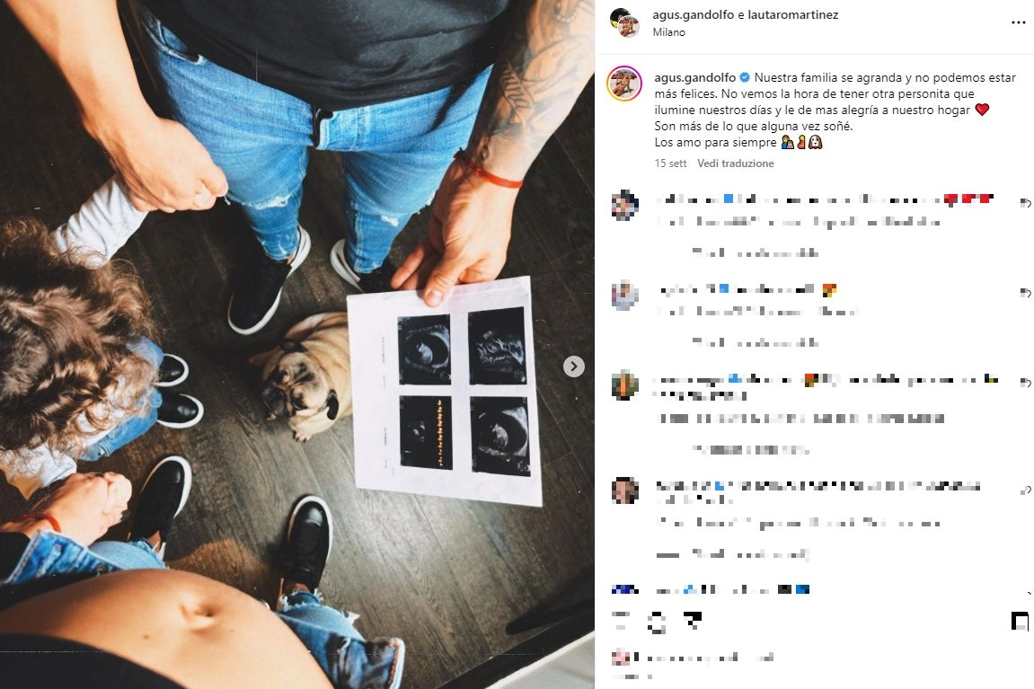 Lautaro e Agustina annunciano l'arrivo del secondo figlio (Foto Instagram)