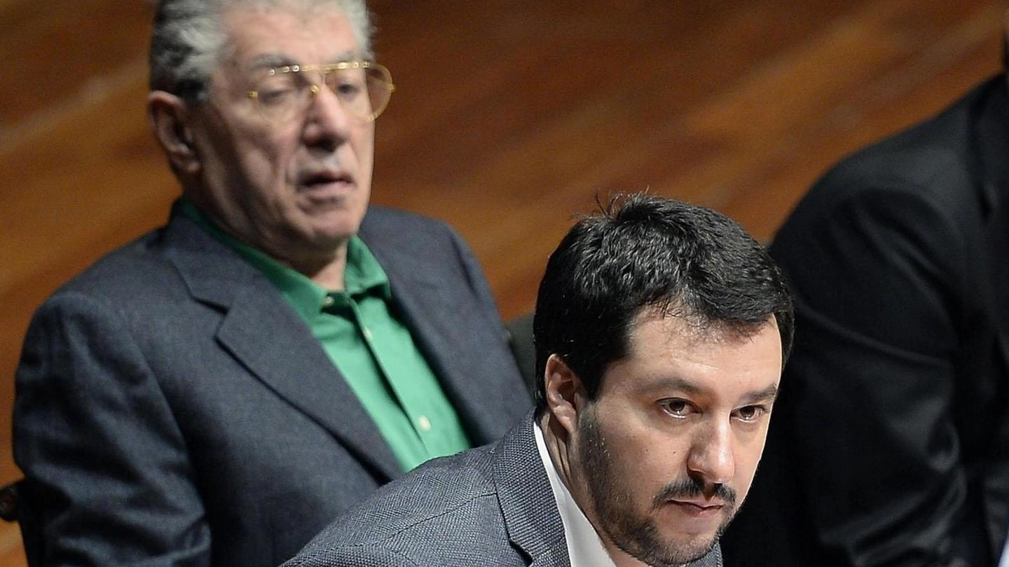 Umberto Bossi, promotore del Comitato Nord, e Matteo Salvini