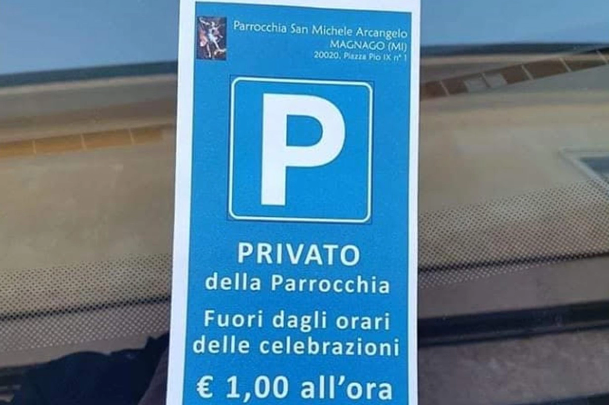 Il volantino del parcheggio a Magnago