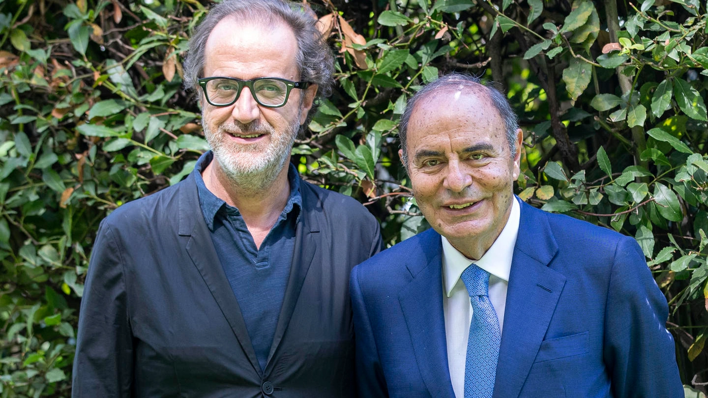 Bruno  Vespa insieme al direttore di Rai 1 Stefano Coletta