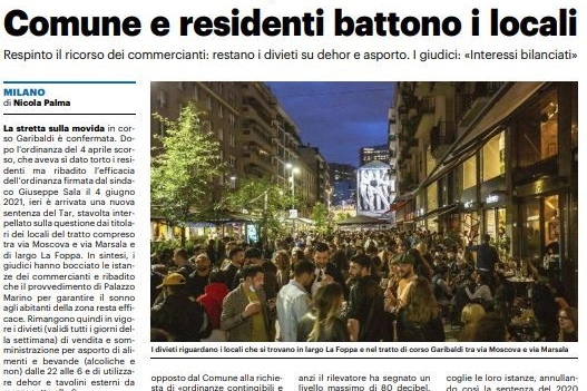 L'Articolo de Il Giorno sulla prima sentenza