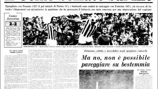 Cronache di un grande inviato dal ’75. Al Sinigaglia i blu dominano per lunghi tratti, ribaltano la Vecchia Signora e subiscono un’ingiustizia