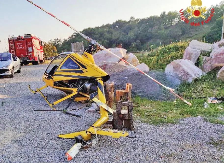 Palazzago, l’elicottero manca il decollo: attimi di terrore per il pilota