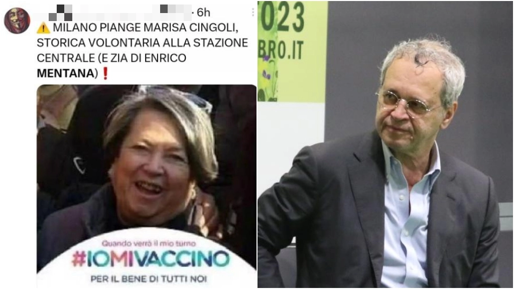 Il post No Vax su Marisa Cingoli segnalato da Enrico Mentana (a destra)