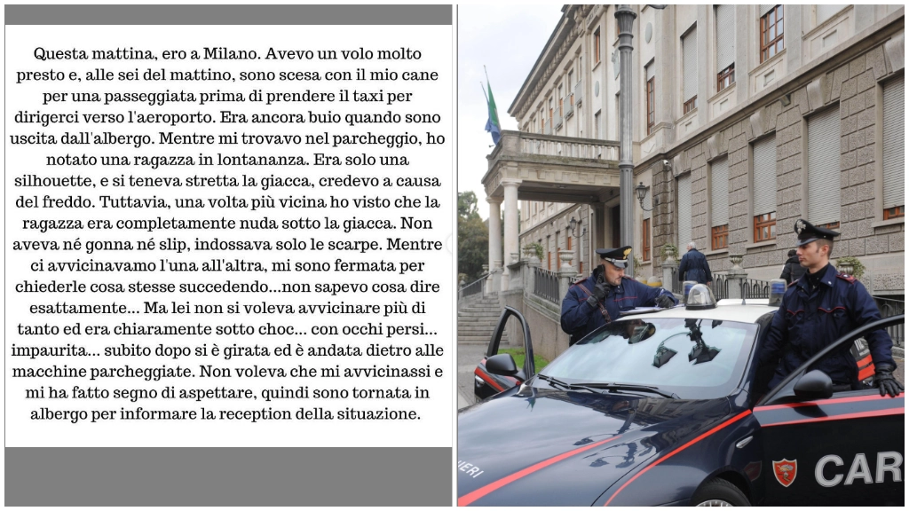 Il post su Instagram di Raffaella Mennoia e i carabinieri alla Mangiagalli