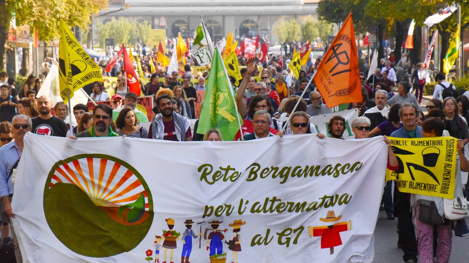 Manifestazione anti G7 Agricoltura a Bergamo