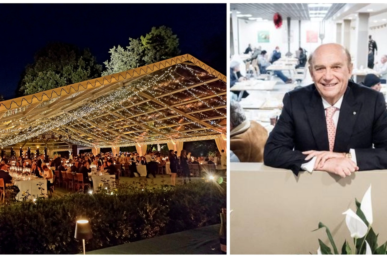 La festa nella villa di San Siro, a destra Ernesto Pellegrini
