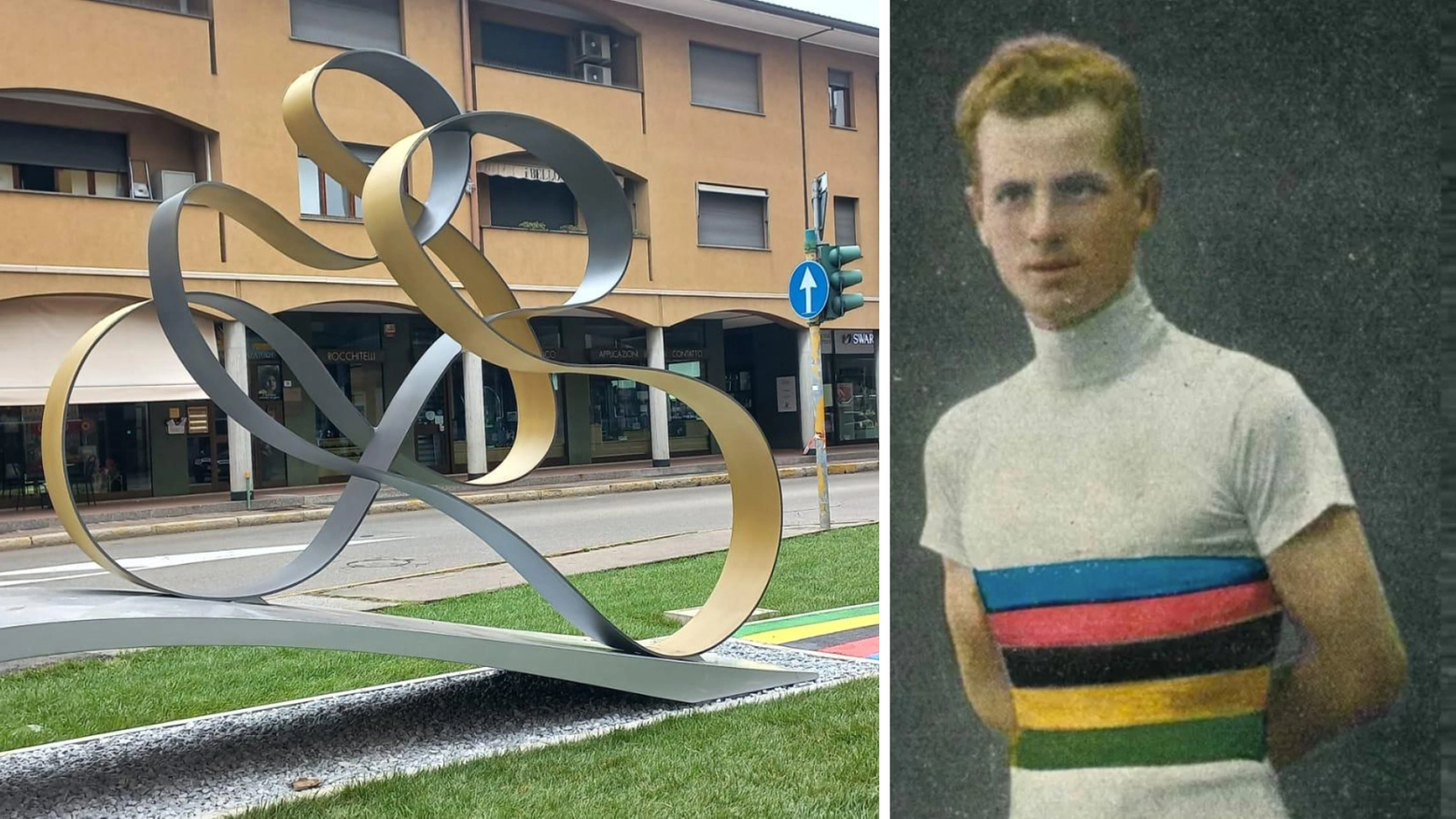 Il monumento a Libero Ferrario, campione del mondo di ciclismo su strada del 1923 Il monumento a Libero Ferrario, campione del mondo di ciclismo su strada del 1923