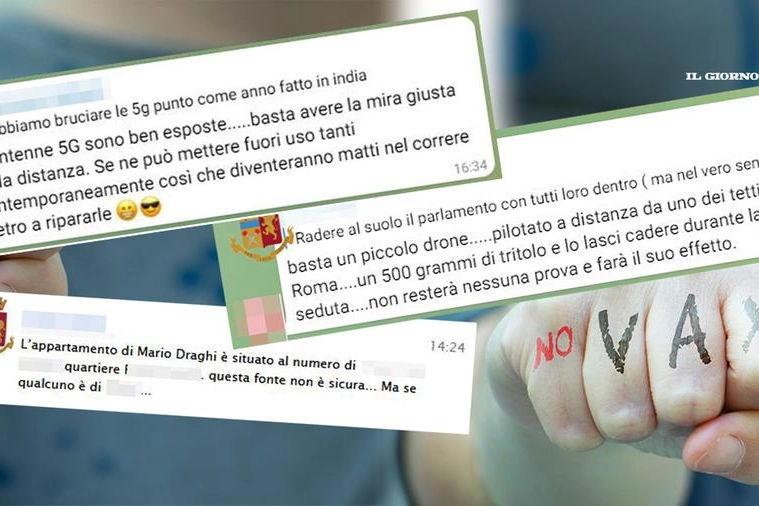 Messaggi delle chat Telegram dei gruppi no vax