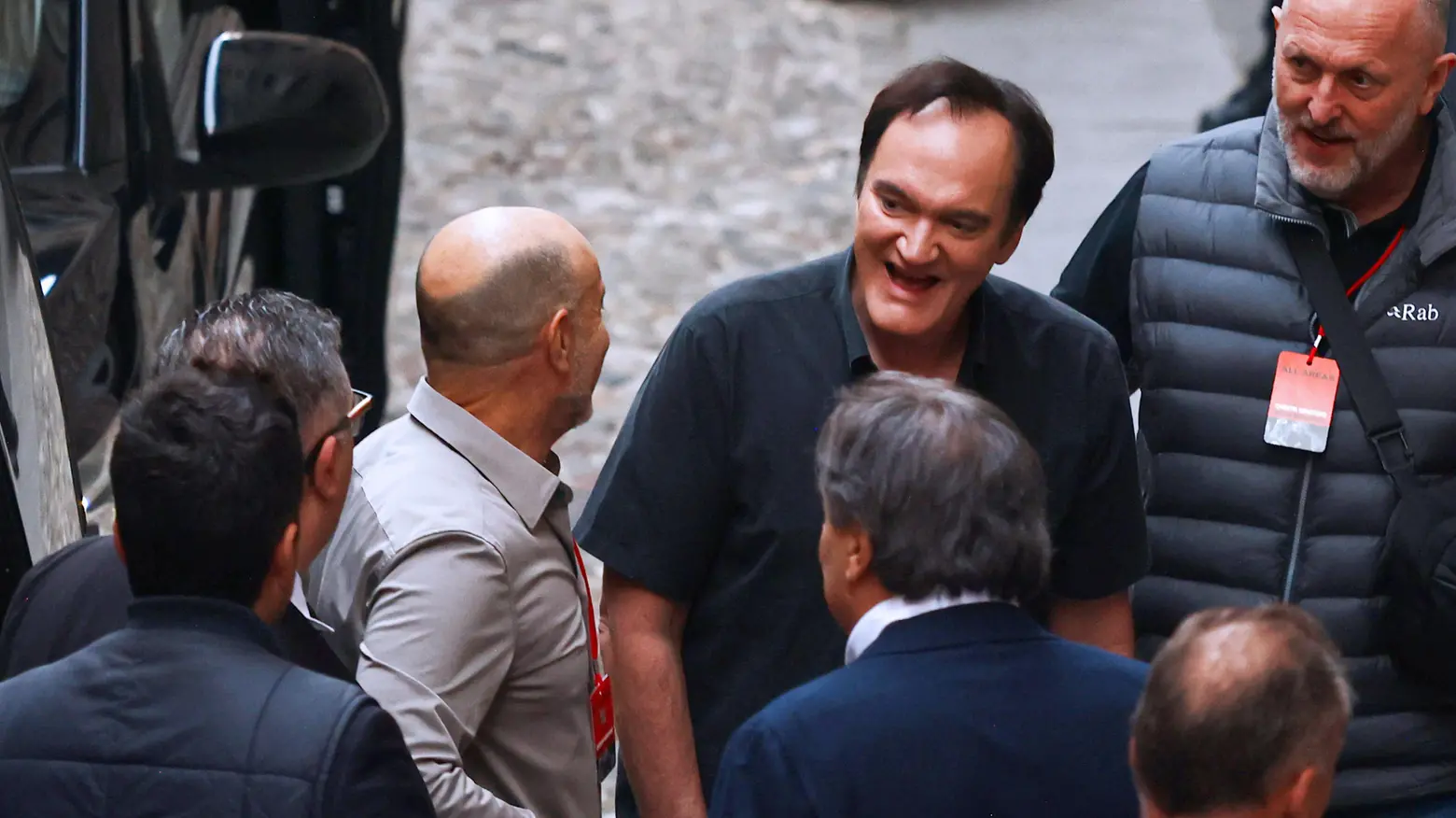 L'arrivo di Quentin Tarantino al Teatro Grande di Brescia L'arrivo di Quentin Tarantino al Teatro Grande di Brescia