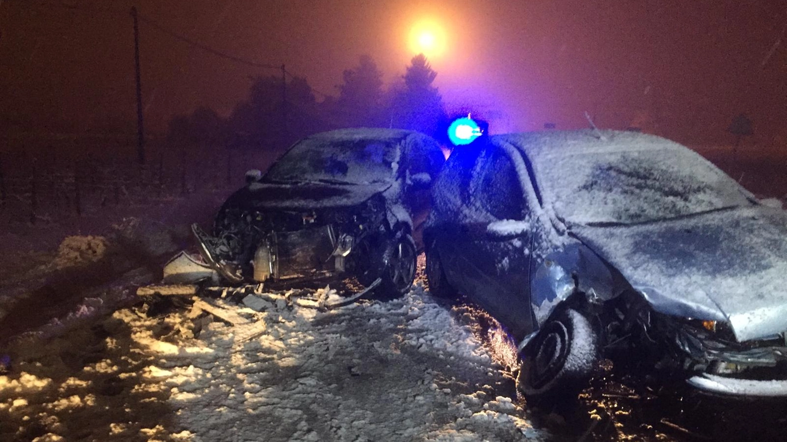 L'incidente causato dalla neve a Voghera