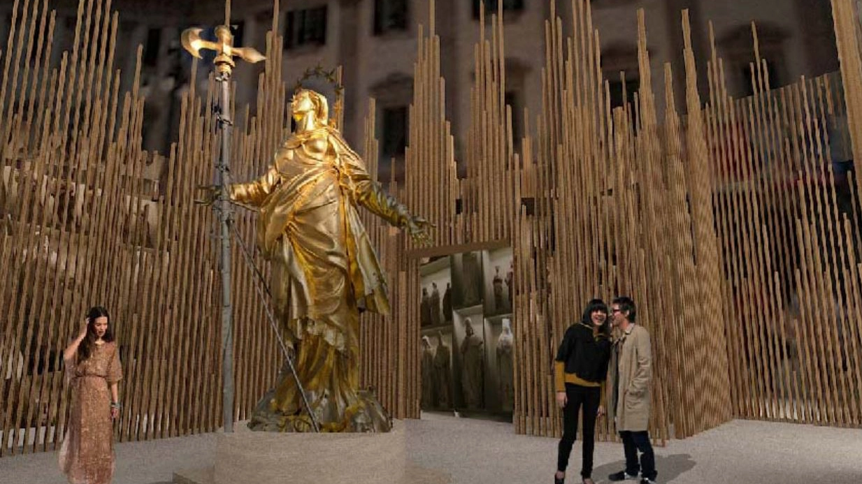 In un rendering l’immagine della struttura ideata per ospitare la mostra dedicata alla Madonnina