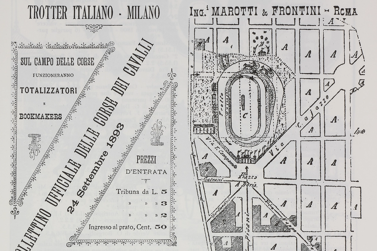 Una vecchia piantina data 1892 del trotter di Piazza Andrea Doria