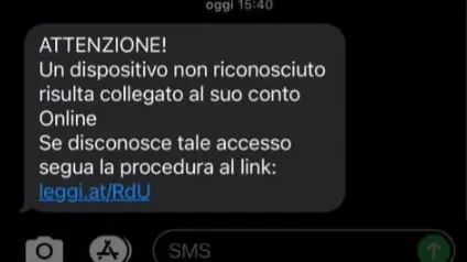 Un esempio di un sms truffa