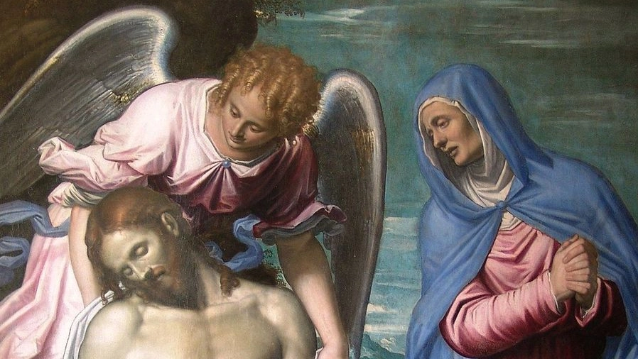 L'angelo attribuito a Caravaggio nel quadro "La deposizione di Cristo” di Simone Peterzano