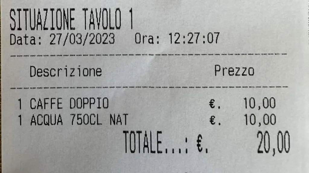 Il famigerato scontrino emesso a Como