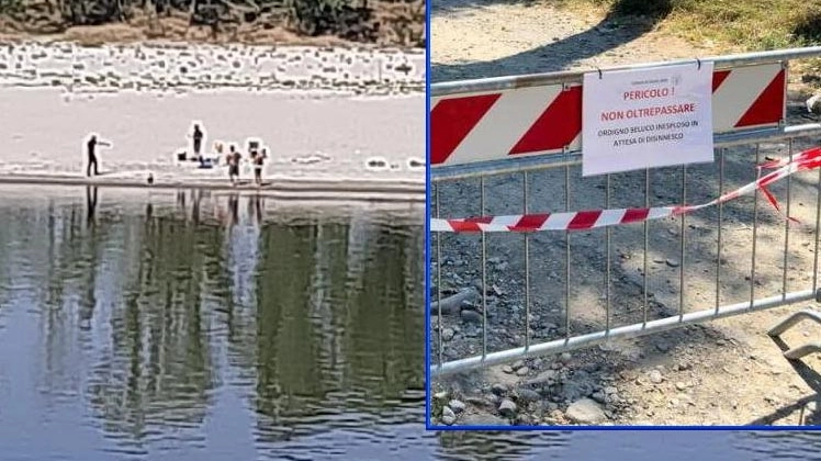 Dosolo, l'area transennata dopo il ritrovamento di una bomba e alcuni pescatori "disobbedienti" Dosolo, l'area transennata dopo il ritrovamento di una bomba e alcuni pescatori "disobbedienti"