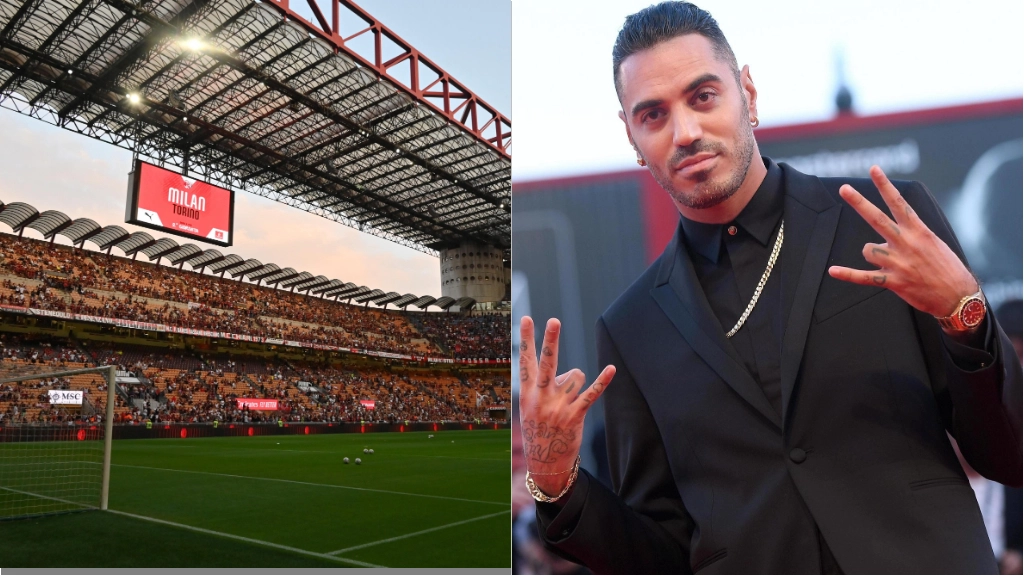 San Siro per una partita del Milan e il rapper Marracash San Siro per una partita del Milan e il rapper Marracash