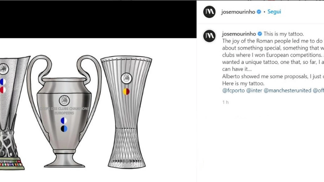 Il post di Josè Mourinho su Instagram (Ansa/Instagram)