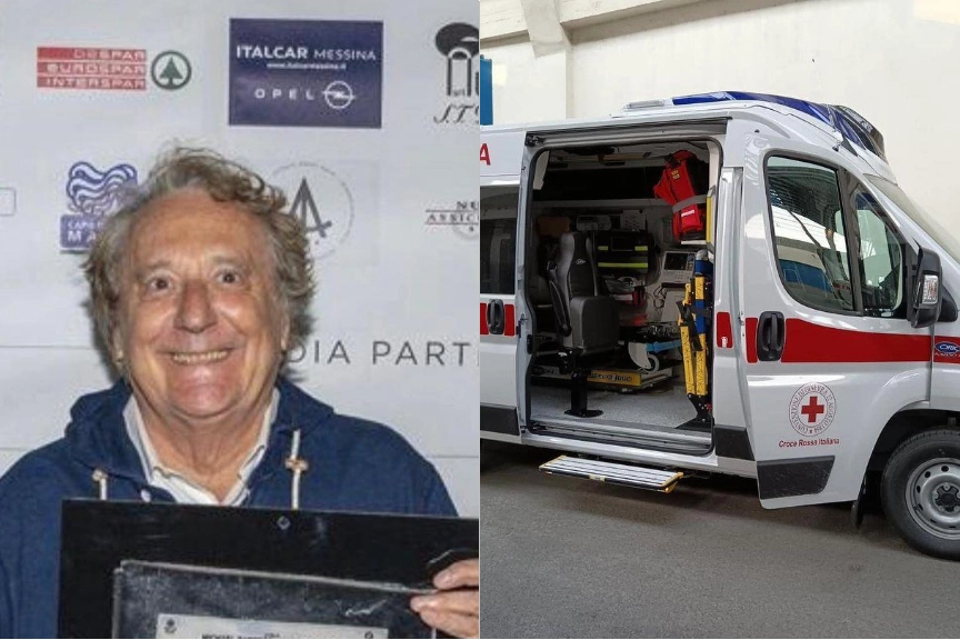 Enzo Iacchetti e l'ambulanza donata alla Cri di Bergamo