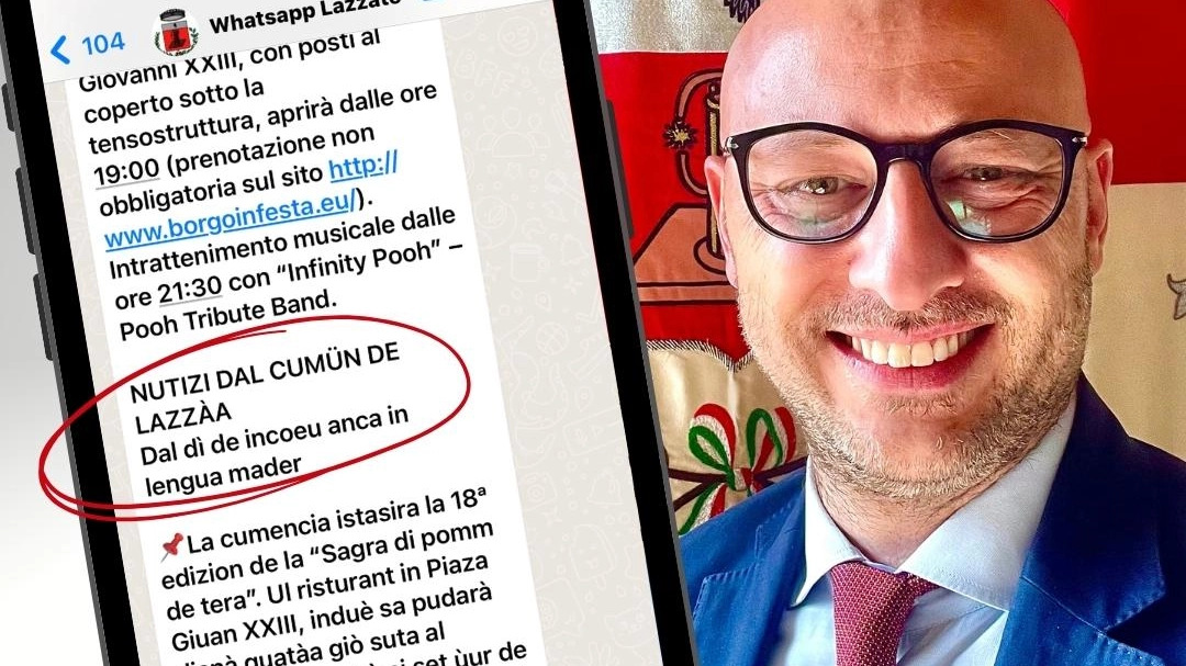 Il sindaco di Lazzate Adrea Monti e un esempio delle notizie in dialetto sullo smartphone Il sindaco di Lazzate Adrea Monti e un esempio delle notizie in dialetto sullo smartphone