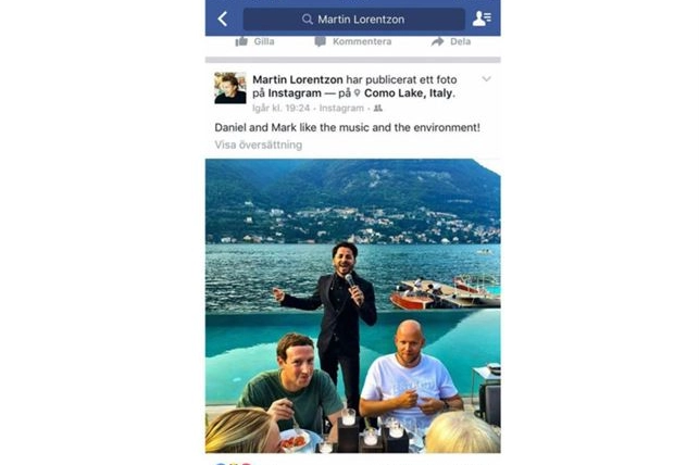 Mr Spotify invita Mark Zuckerberg al suo matrimonio (Foto da Facebook)