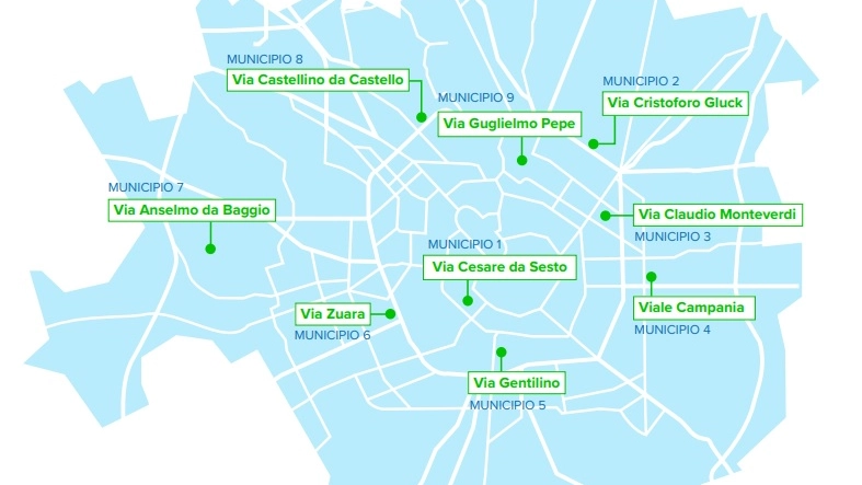La mappa delle strade scelte per il No Parking Day