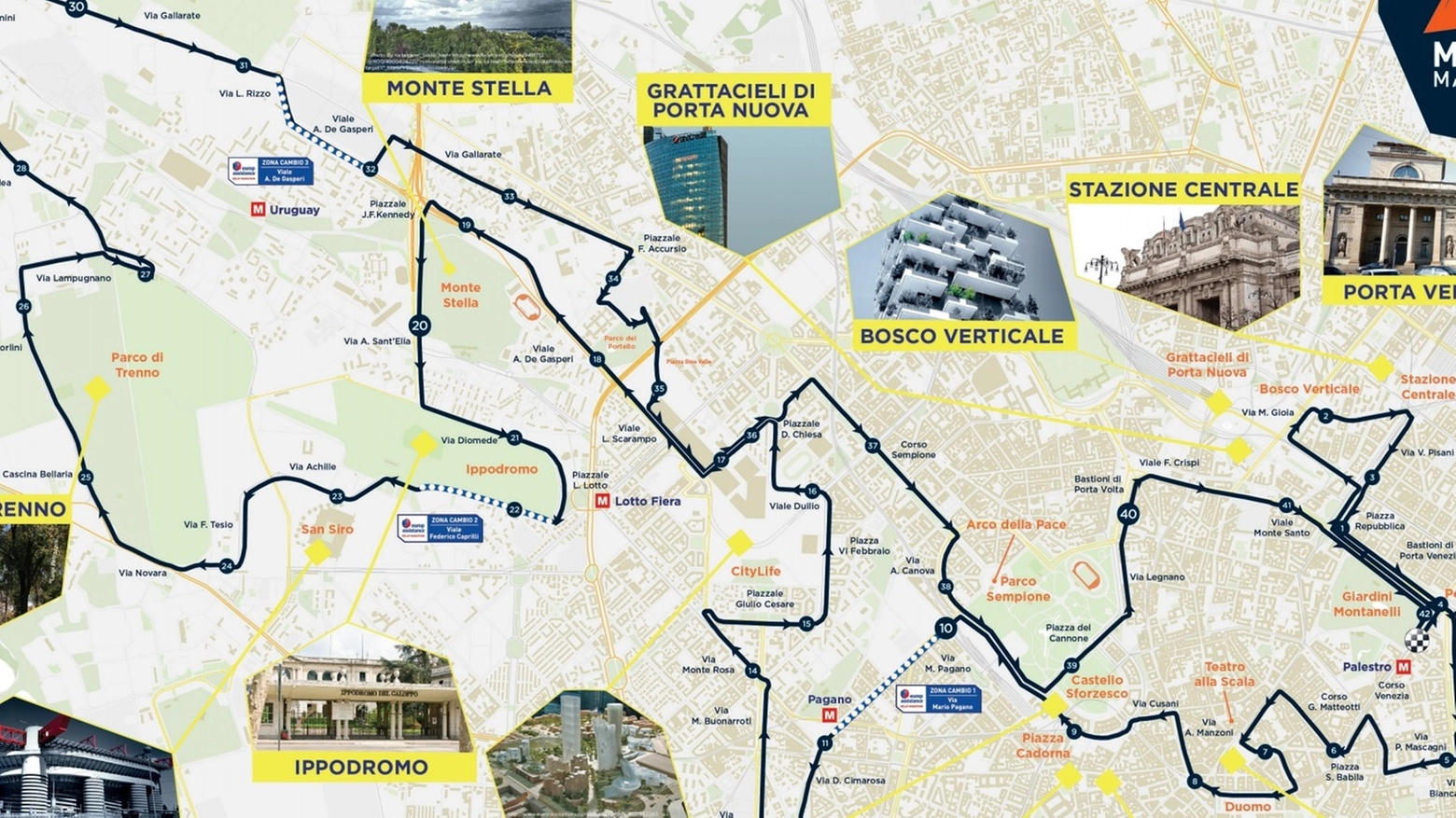 Il percorso della Milano Marathon 2016