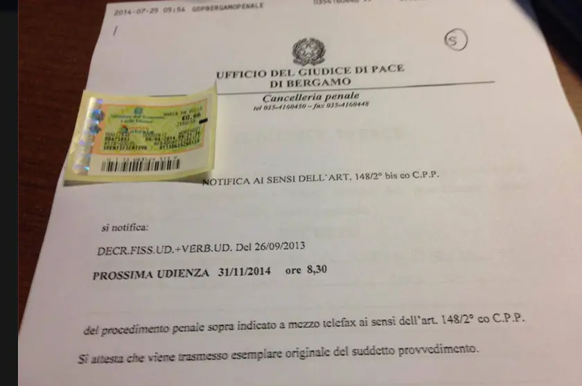 "La prossima udienza fissata per il 31 novembre". Ma quel mese ha solo 30 giorni