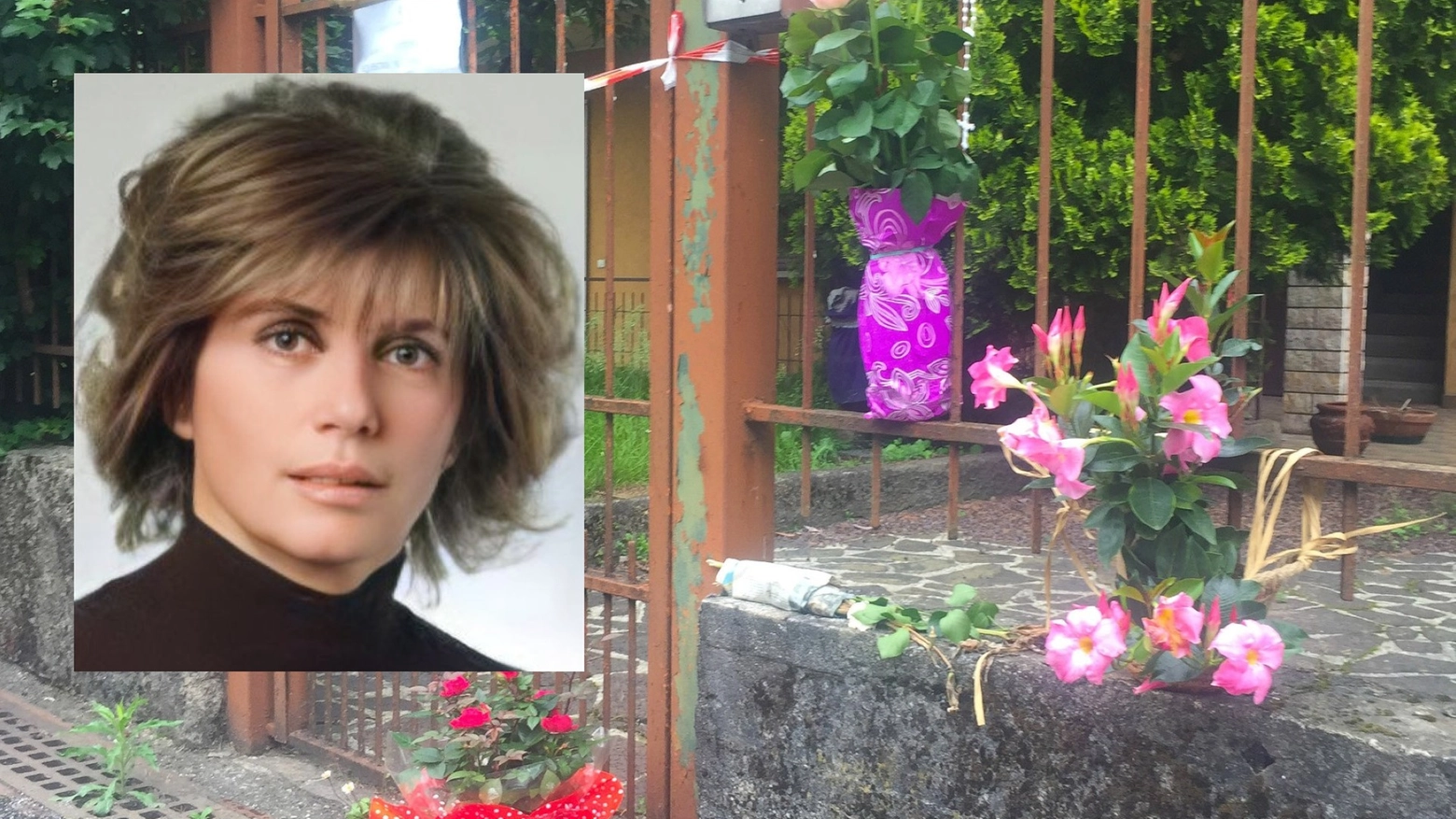 Stefania Rota e l'ingresso della sua casa di Mapello dove sono stati deposti dei fiori in sua memoria Stefania Rota e l'ingresso della sua casa di Mapello dove sono stati deposti dei fiori in sua memoria