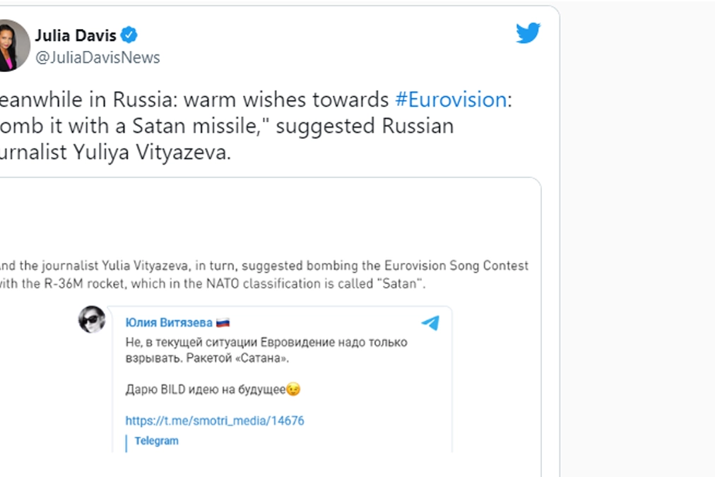 Il post della giornalista russa su Telegram