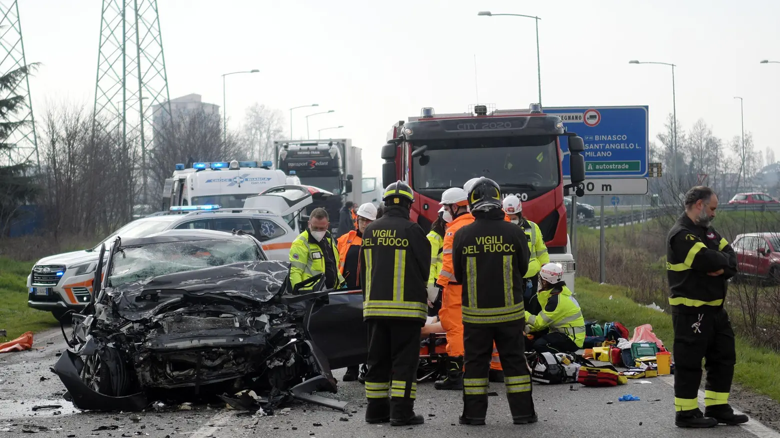 Il luogo dell'incidente frontale sulla Statale Cerca