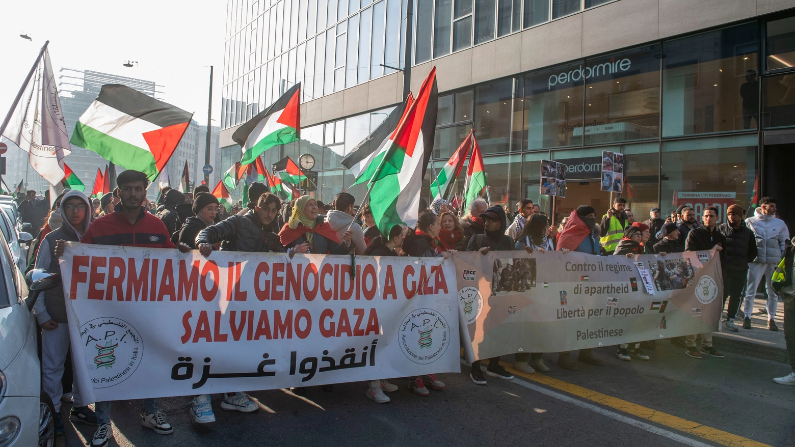 Manifestazione pro Palestina in via Padova