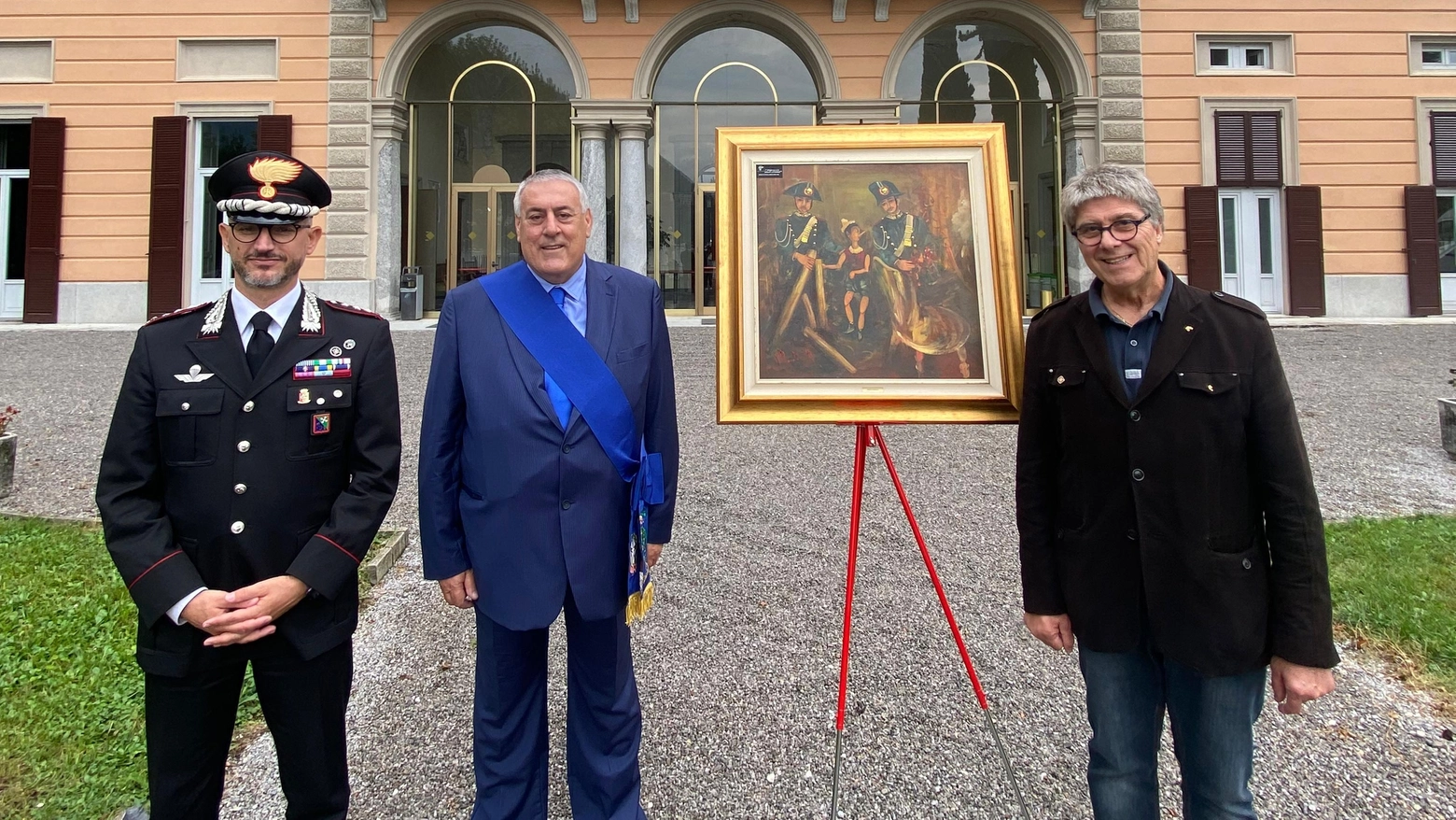 Il presidente Bongiasca con il colonnello Colizzi e il pittore Marco Monaldi