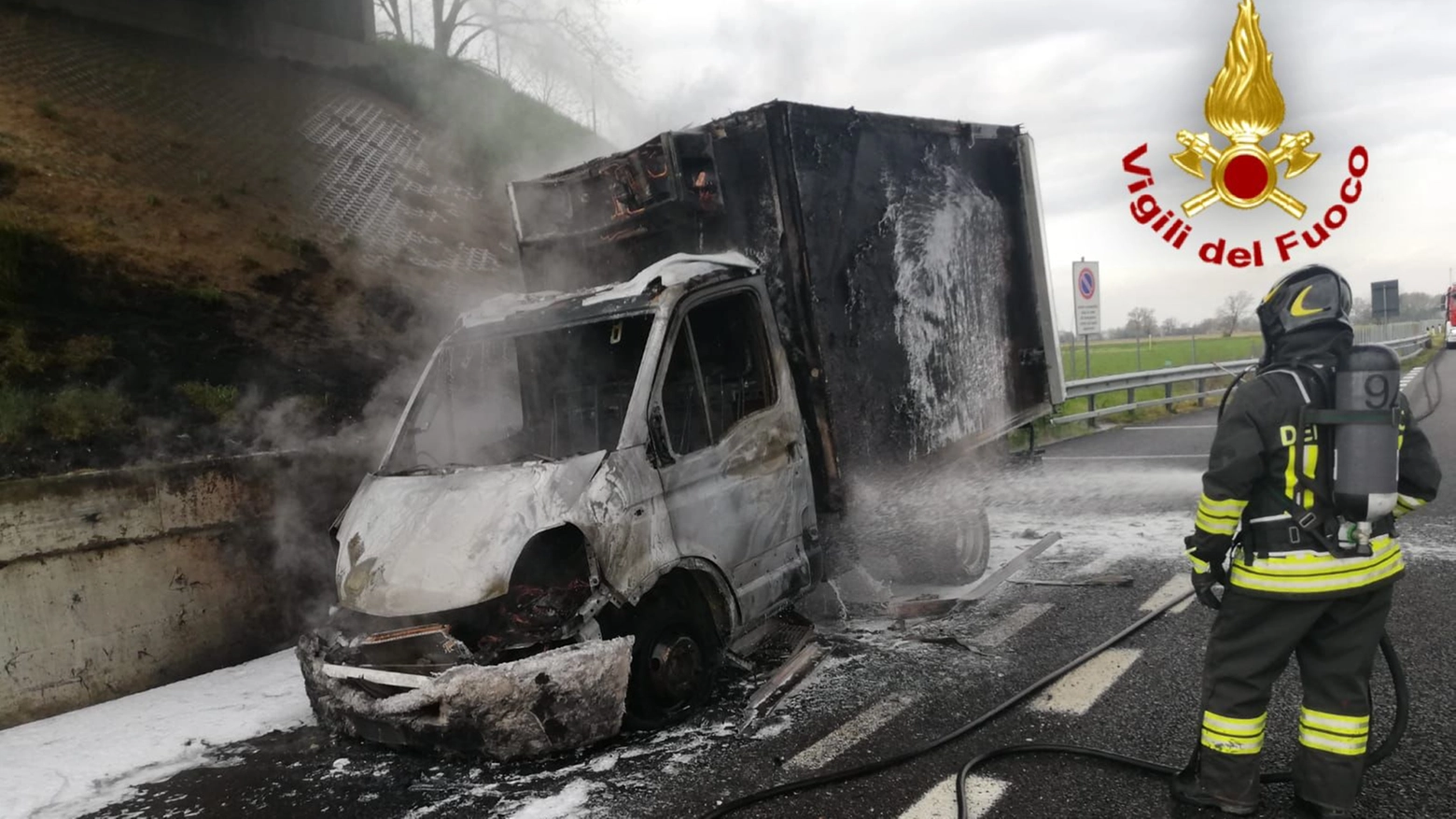 L'incendio in autostrada 